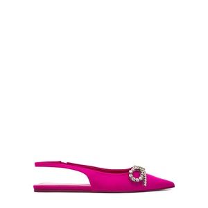 New zara EMBELLISHED BOW Flat mule SLINGBACK Shoe Size 8US,Color Fuchsia